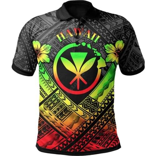 Hawaii Polo Shirt Reggae Kanaka Maoli Polynesian Patterns 3D Printed Polo Shirt Men Women Short Sleeve Summer T-shirt