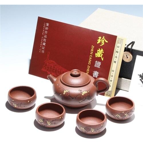 Hot Sale Yixing Zisha teapot sets wholesale 5 pcs sets gifts teapot sets