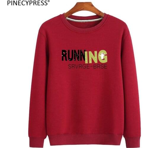Quality 84.9% Cotton 15.1% Polyester Terry Anti-pilling Keep Running Navy Blue White O-Neck Casual Long Sleeve Men Sweatshirt