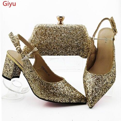 Doershow African Matching Shoes and Bags Italian In Women Nigerian Party Shoe and Bag Sets Women Shoes and Bag Set Italy!SOU1-17