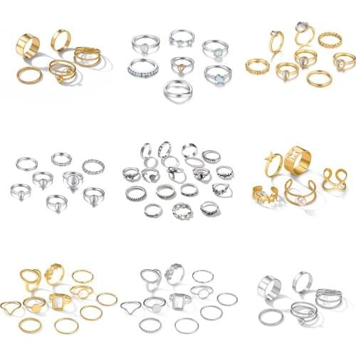 6/8/10 Vintage Women Snake Aesthetic Flower Rings Set Black Crystal Fashion Party Ring for Women Finger Wedding Jewelry 2021