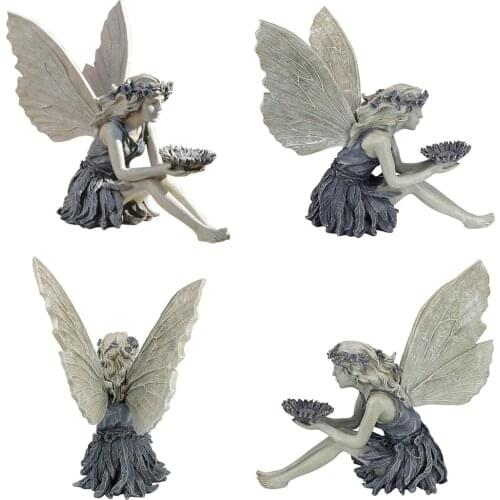 Beautiful Angel The Sunflower Fairy Statue Sculpture Realistic Figure Ornament Stone Garden Yard Art Outdoors Indoor Decoration