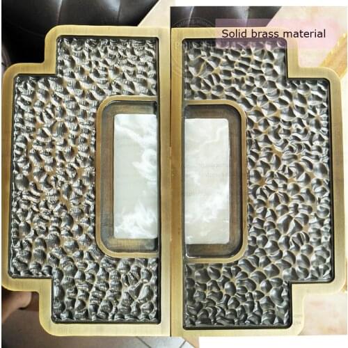 Brass with marble caved handle for wooden door/glass door/frame doors, yellow copper raw material glass door handle wholesale