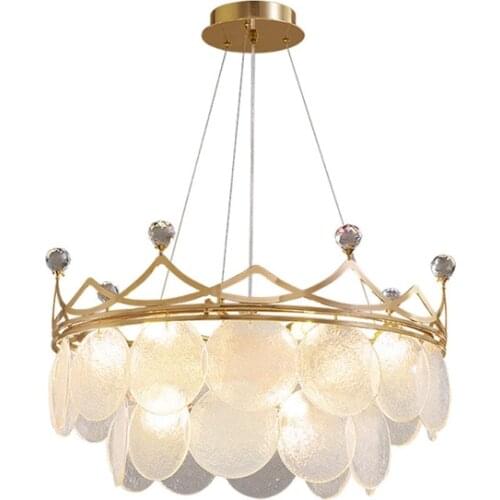 Bedroom Crown Metal Led Pendant Lights Princess Room K9 Crystals Glass Pendant Lamp Art Deco Indoor Lighting Lustre Lamp Fixture