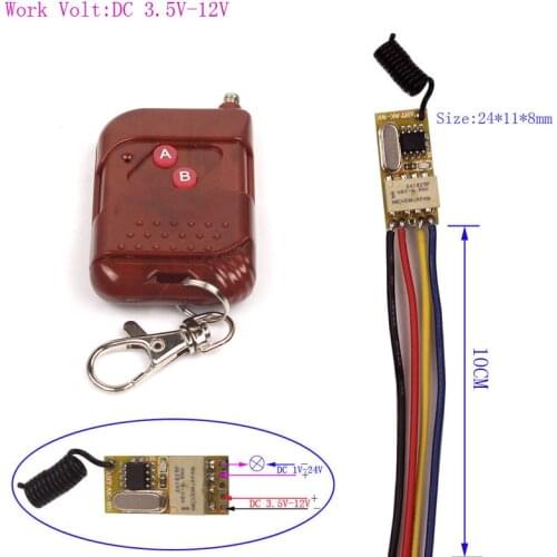 DC 3V 3.7V 5V 6V 7V 9V 12V 1CH Mini Relay Wireless Switch Remote Control Power LED Lamp Controller Micro Receiver Transmitter