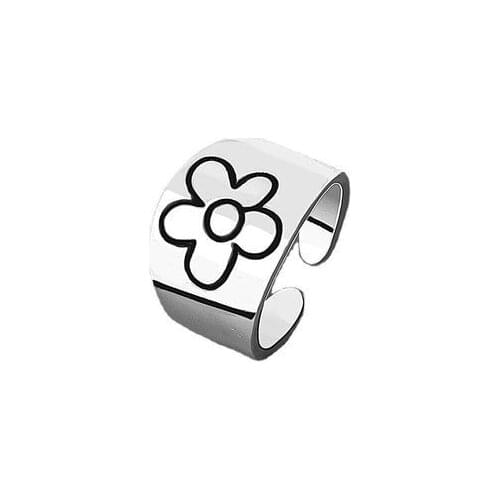 Fashion European and American Flower Opening Adjustable Pattern Ring Jewelry Female Gifts Wholesale