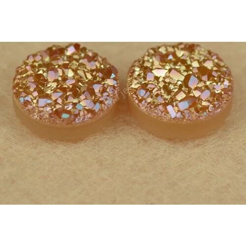 Fashion precious Orange drusy cut flat back beads natural cabochon loose gems round shape druzy agates stone jewelry accessories