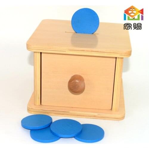 Coins and box 1023 early developing movement Non-Toxic infant toddler baby wooden sensorial toys montessori materials