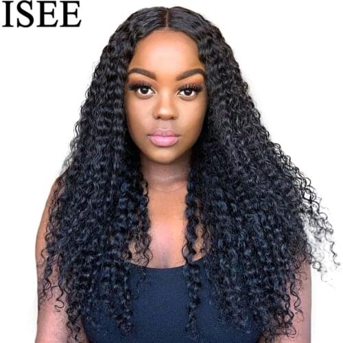 Mongolian Kinky Curly Wigs For Women 150% Density 4x4 Lace Closure Wig ISEE HAIR Curly Wig 13X4 Lace Front Human Hair Wigs