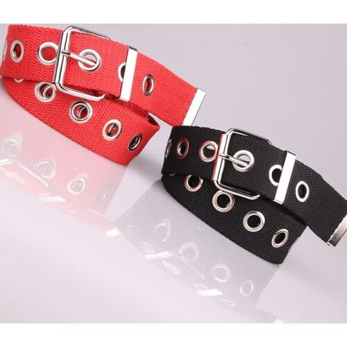 Nylon Canvas Belt Adjustable Single Eyelet Waistband Fashion Dress Jeans Ladies Square Pin Buckl Decoration Casual Waist Belt