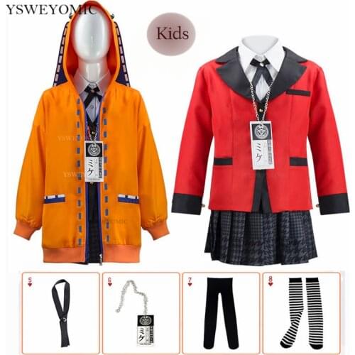 Full Set Kids Anime Kakegurui Compulsive Gambler Rune Yomozuki Cosplay Costume Runa Hoodie Jabami Yumeko Uniform Girls Jacket