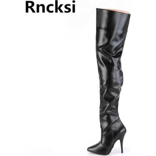 Rncksi New Winter Over The Knee Women Boots Stretch Fabrics High Heel Zip Shoes Pointed Toe Woman Long Boots Size 35-45