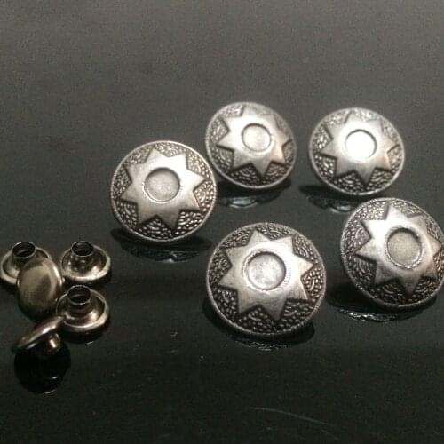 DIY 50PCS 15MM Antique Silver Round Bottom StudS Rivet Punk Round Spike Shoes Belt Bag Accessories Leather Craft Shipping Free