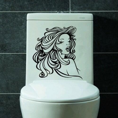 Silhouette Sexy Lady Beautiful Vinyl Wall Sticker Toilet Decal Decor 6WS0309