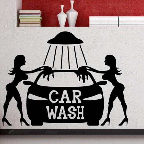 Car Wash Logo Wall Decal Auto Car Service Vinyl Stickers Automobile Shop Decoration Vinyl Windows Mural AC482