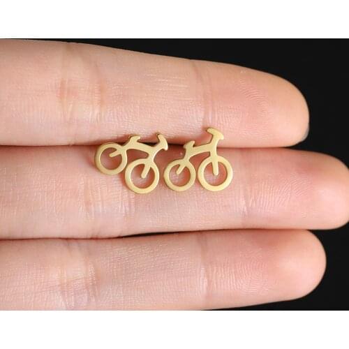 Sipuris Cute Tiny Bike Bicycle Stud Earrings for Women Fitness Sport Stainless Steel Earrings Fashion Jewelry Best Friend Gifts
