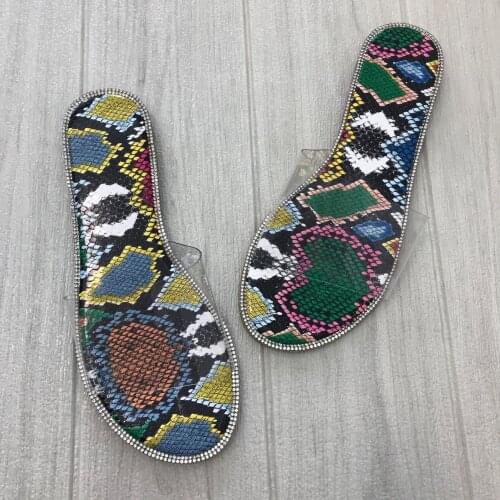 Woman Rivet Slippers Crystal Snakeskin Transparent Summer Ladies Colorful Slides Fashion Womens Flip Flops Flat Plus Size Shoes