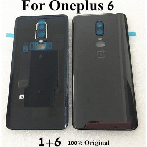 100% Original Glass battery cover For Oneplus 6 1+6 A6000 Rear Housing door Back Cover Rear case With camera lens