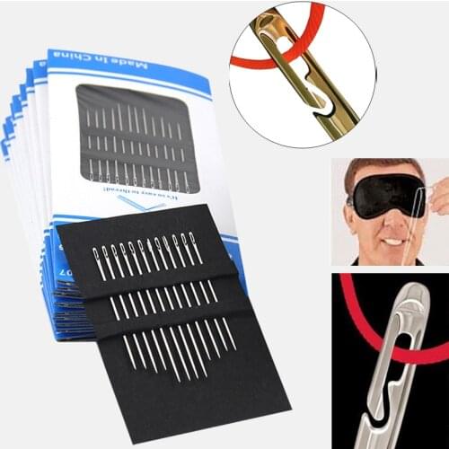 12 Pcs/set Needless Threading Elderly Needle-side Hole Blind Needles Stainless Steel Arts Craft Crafts Sewing Tools Accessory