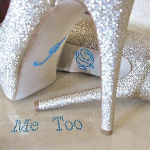 2 pcs/set Colorful Wedding Party Festival Decoration I DO and ME TOO Clear Rhinestones Shoe Stickers Wedding Decoration