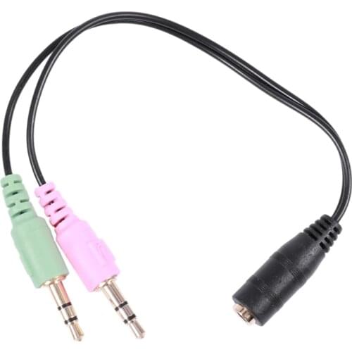 3.5mm Female to Stereo Dual Male Y Splitter Microphone Speaker Cable