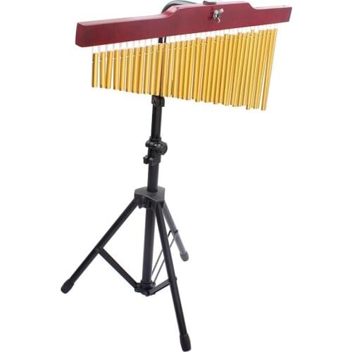 36-Tone Golden Bar Chimes 36 Bars Single-row Wind Chime Musical Percussion Instrument with Tripod Stand and Striker