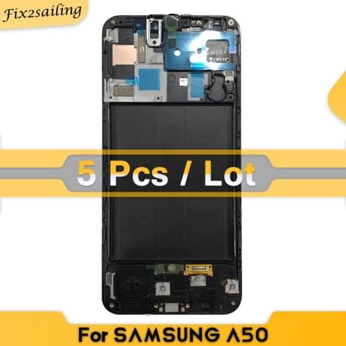 5Pcs/lot) Super AMOLED LCD For Samsung galaxy A50 2019 A505F/DS A505F A505FD A505A Touch Screen Digitizer Assembly With Frame
