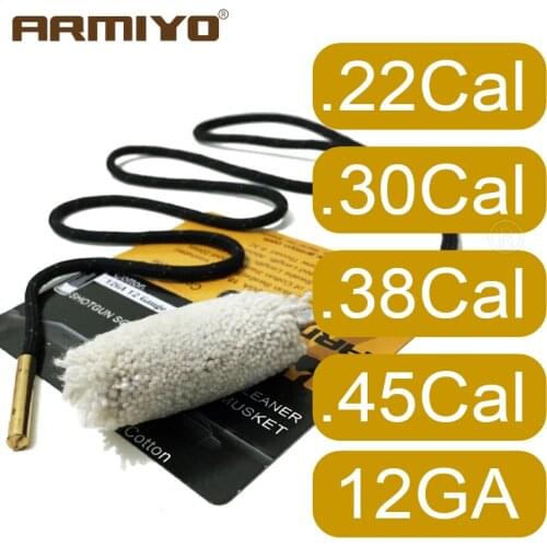 Armiyo .22Cal .30Cal 12GA .38Cal Pistol Rifle Shotguns Barrel Swabs Cotton Cleaning Kit Gun Brush (Choose Caliber) Thread 8-32