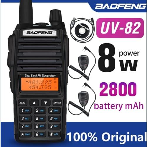 Baofeng Long Range Powerful Walkie Talkie UV82 5W-8W VHF UHF Dual Band Ham Radio Transceiver Hunting Portable UV82 Two Way Radio
