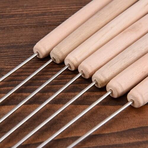 BBQ Barbecue Signs Outdoor Barbecue Tools Stainless Steel Wood Bing Roasting Needles 12 Packs Barbeque Accessories