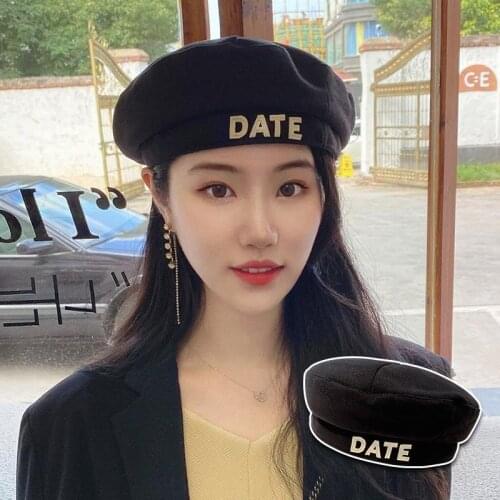 New High Quality Ladies Woolen Beret Fashion Letter Autumn Winter Flat Hats For Women Vintage French Cap Wholesale