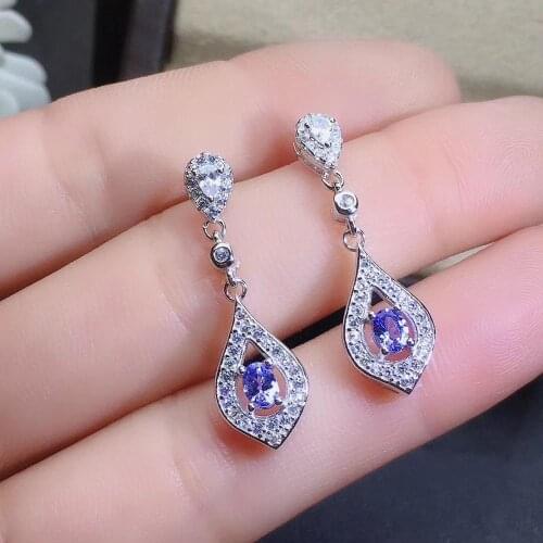 Free shipping Natural and real anzanite 925 sterling silver Earring Fashion Earring