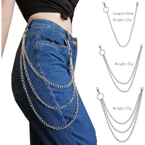 Men Women Street Big Ring Key Chain Rock Punk Trousers Hipster Key Chains Pant Keychain HipHop Accessories