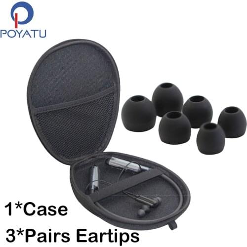 POYATU Headphone Carrying Case Pouch For Samsung U Flex Bluetooth Wireless In-Ear Flexible Headphone Earbuds Gel Earbud Tips