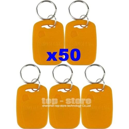 DIYSECUR 50pcs/lot For Access Control Use 125Khz RFID Proximity ID Card Keyfobs Yellow Color