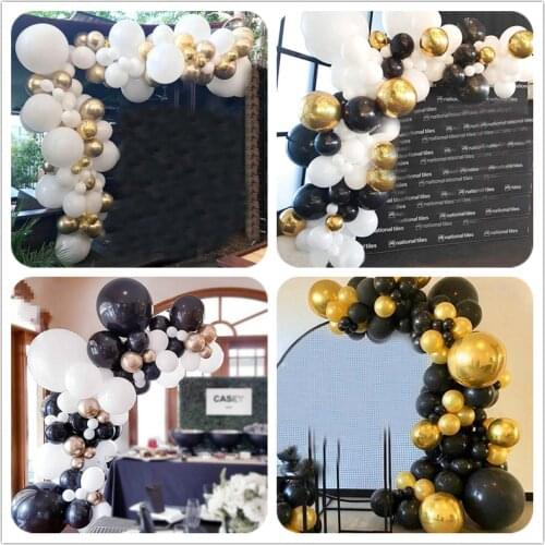 Balloon Garland Arch Kit Black Gold white Latex Balloons 4D round Foil ballon Birthday Party Wedding Decorations shower Supplies