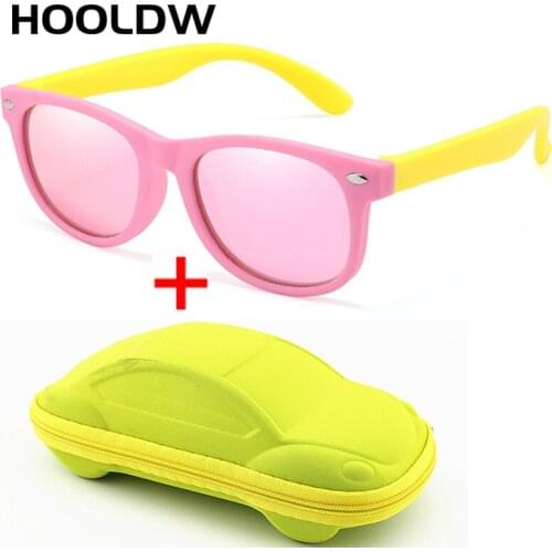 HOOLDW 2020 Cool Polarized Kids Sun Glasses TR90 Girls Boys Colorful Lens Sunglasses Silicone Safety Baby Children UV400 Eyewear