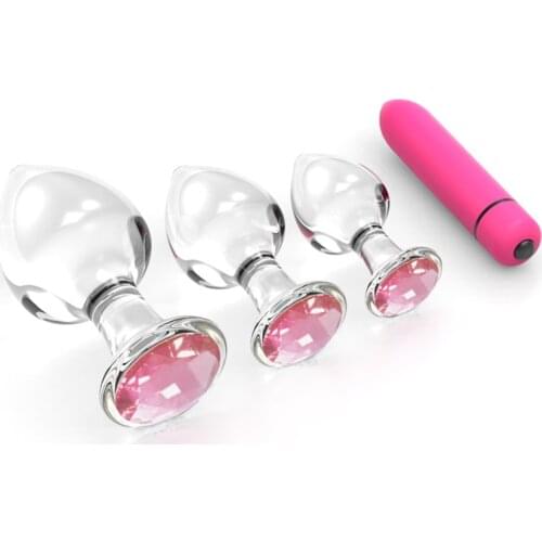 Crystal Glass Anal Vibrator 10 Speed Bullet Clitoris Stimulator Vibrator Anal Butt Plug for Women Men Prostate Massage Sex Toys