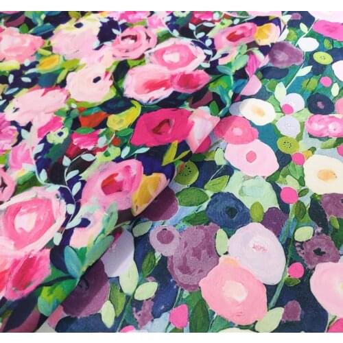 Oil painting flower Canvas fabric upholstery patchwork sewing clothing craft bag dolls decorative pillow materials textile tissu