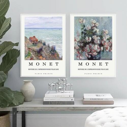 Monet Retro Abstract Landscape Wall Art Canvas Painting Nordic Posters And Prints Wall Pictures For Aesthetic Living Room Decor
