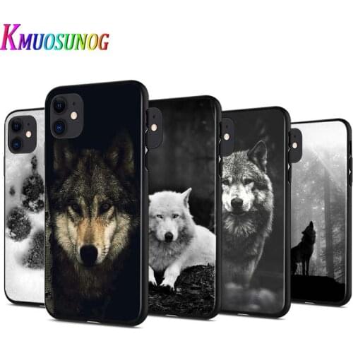 Fashion Black Wolf For Apple iPhone 12 Pro Max Mini 11 Pro XS Max X XR 6S 6 7 8 Plus 5S Black Phone Cover