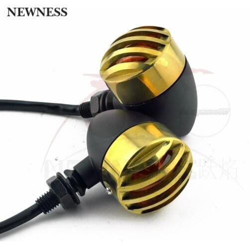 Motorcycle Metal Bullet Turn Signal Indicator Lamp Light yellow Grill Lens For Harley Chopper Custom