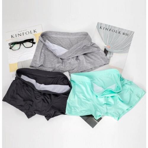 New Modal Mens Underwear Breathable Solid Loose Middle Waist Mens Boxers Shorts Cueca Masculina