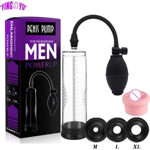 Male Masturbator Vagina Cup Penis Trainer Increase Vacuum Pump Enlargement Dick Extender Cock Ring Adult Erotic Sex Toys for Men