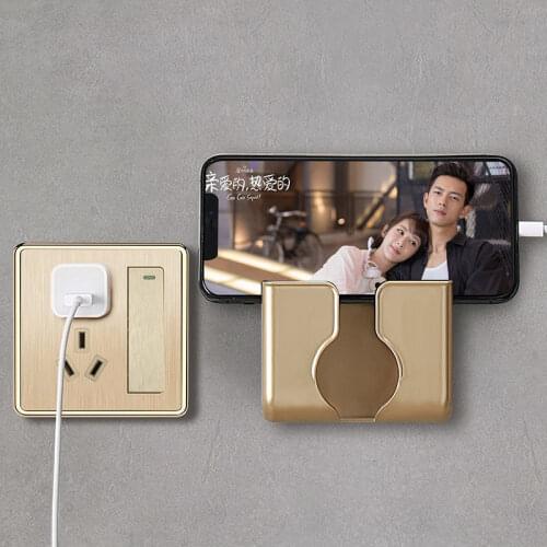 Wall Mobile Phone Charging Storage Rack Free Punching Paste Type Remote Control Storage Box Mobile Phone Charging Bracket