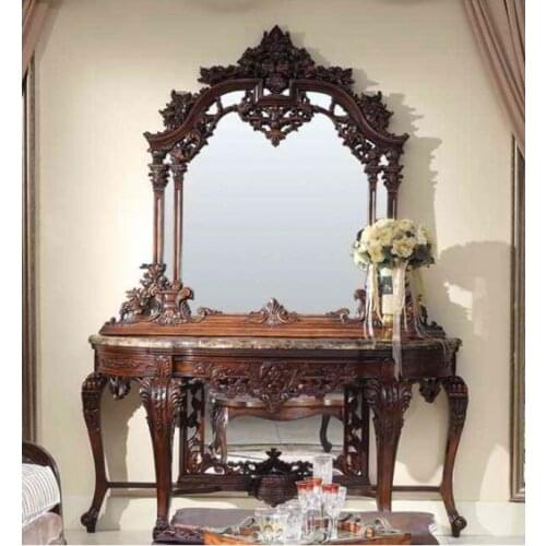 Antique home furniture birch wood console table and mirror Mobiliário de casa antiga mesa de madeira de bétula console e GH163