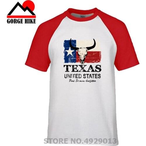 New parody style Hot Sell Funny men tshirt USA Ameran Texas Bull Flag Cotton Funny T Shirt men o-neck print short sleeve top tee
