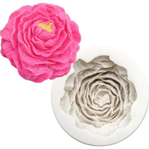 Large Size Peony Rose Silicone Sugarcraft Mold Soap Mold Resin Tools Cupcake Baking Mould Fondant Cake Decorating Tools