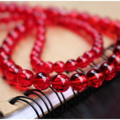 6 8 10mm Glass Beads Round Clear Red color for jewelry making