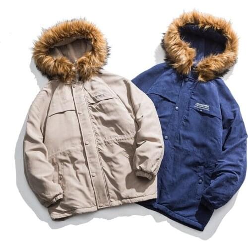 Hanban hair collar loose couple cotton mens hong kong wind ins hat winter thickened coat winter clothes women